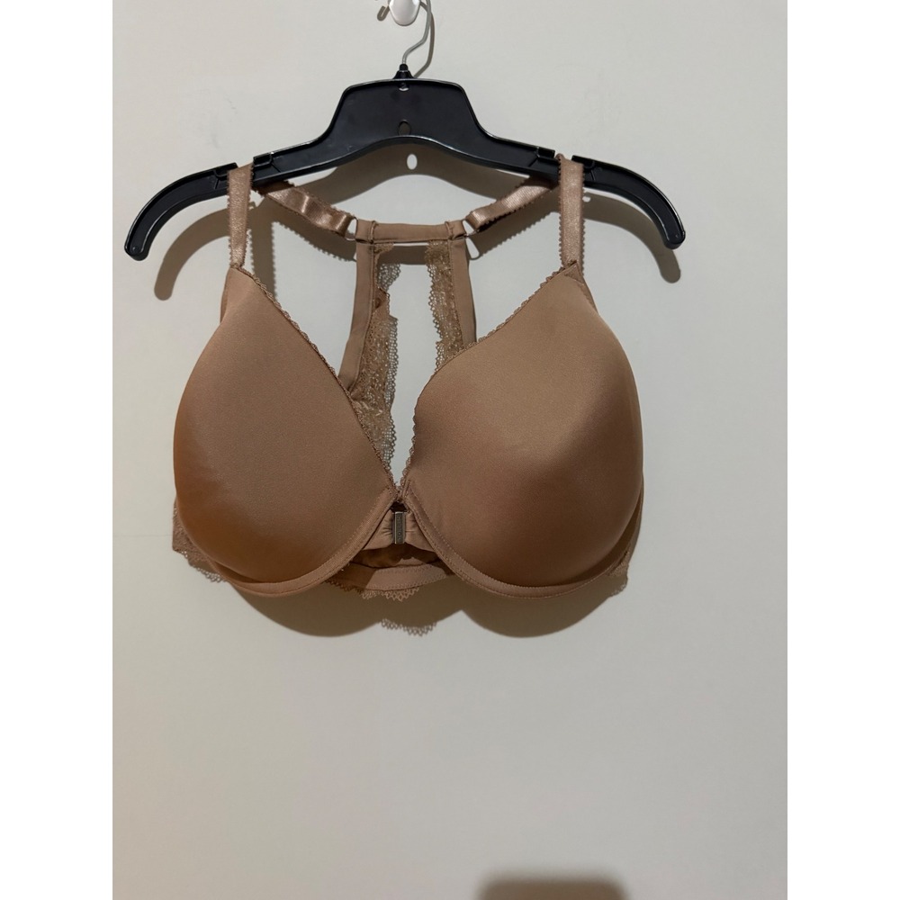 Seamless Lace-Trim T-Back Bra in Brown